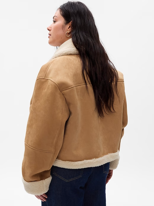 Vegan Suede Sherpa-Trim Jacket