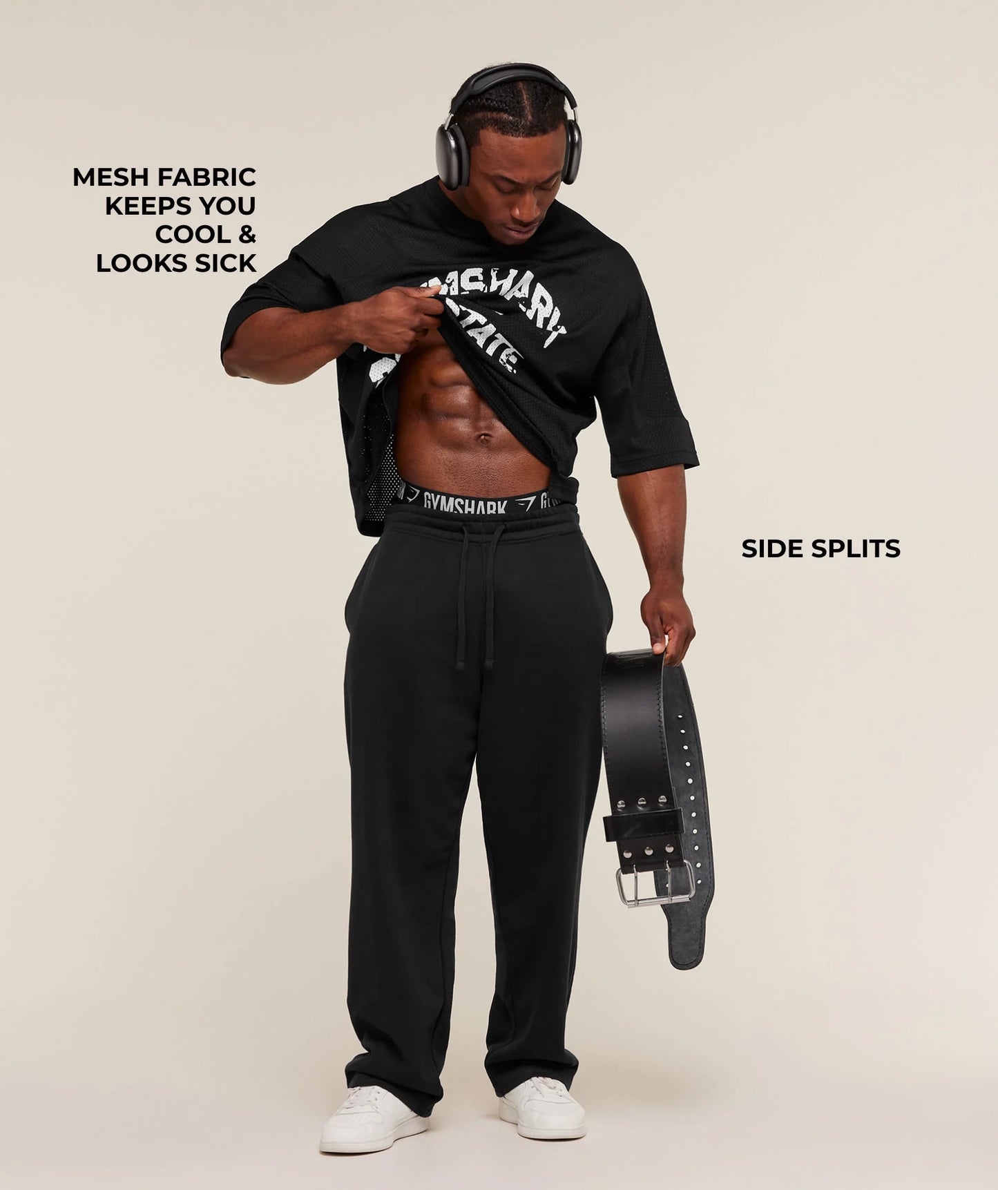 Gymshark Graphic Mesh Oversized T-Shirt - Black