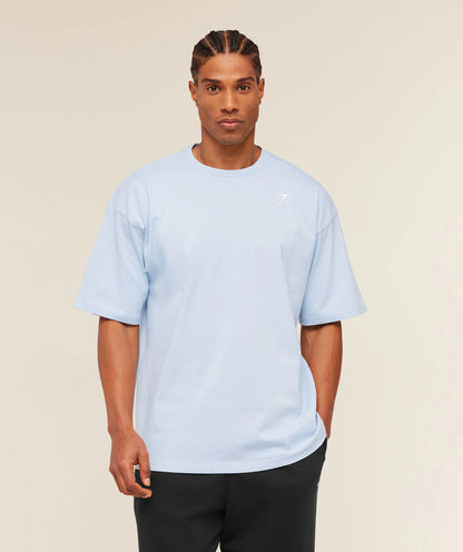 Gymshark Crest Oversized T-Shirt - Chilled Blue