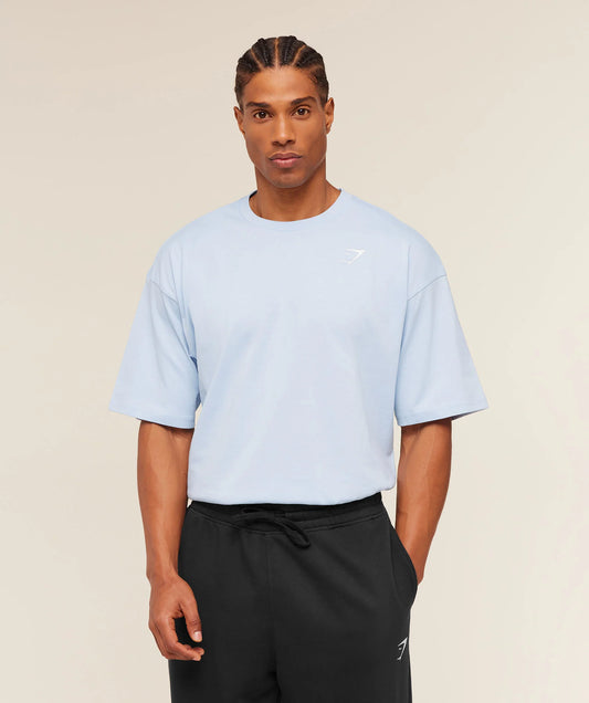 Gymshark Crest Oversized T-Shirt - Chilled Blue