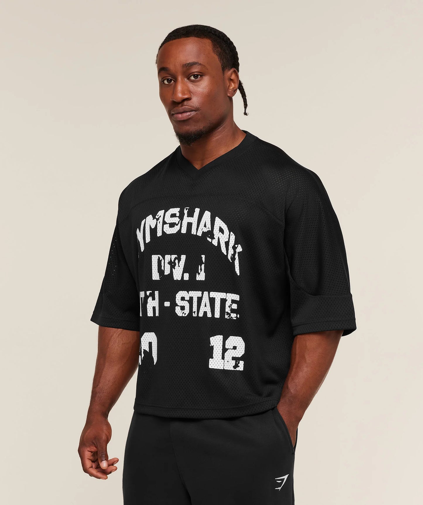 Gymshark Graphic Mesh Oversized T-Shirt - Black